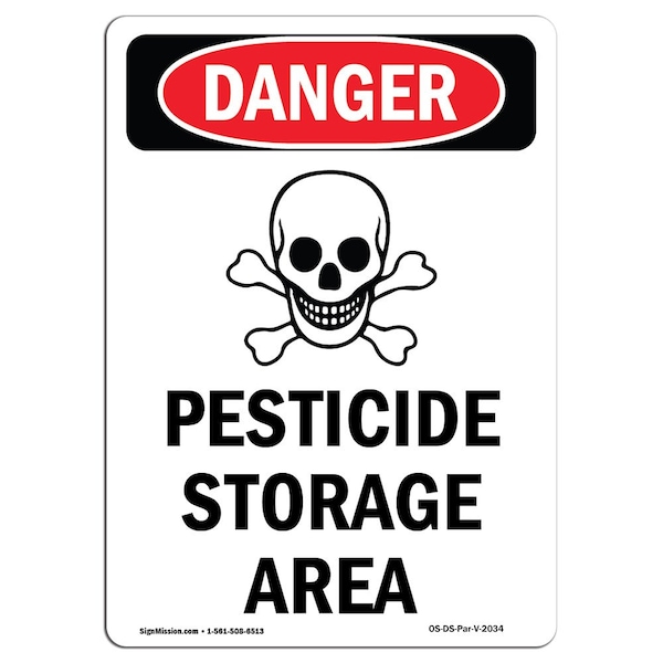 Safety Sign, OSHA Danger, 5" Height, Portrait, D-35-V-2034-10PK